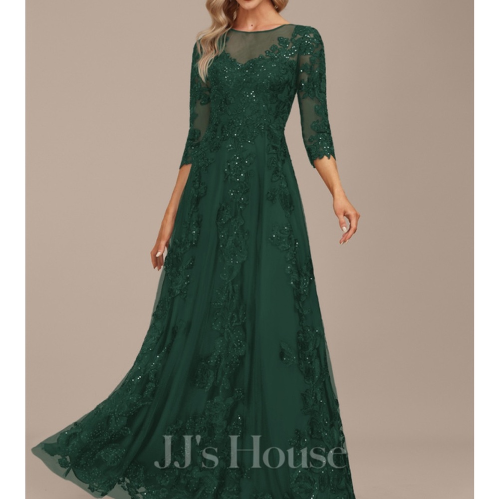 JJ's House Dark Green Long Sleeve Dress Mother of the Bride